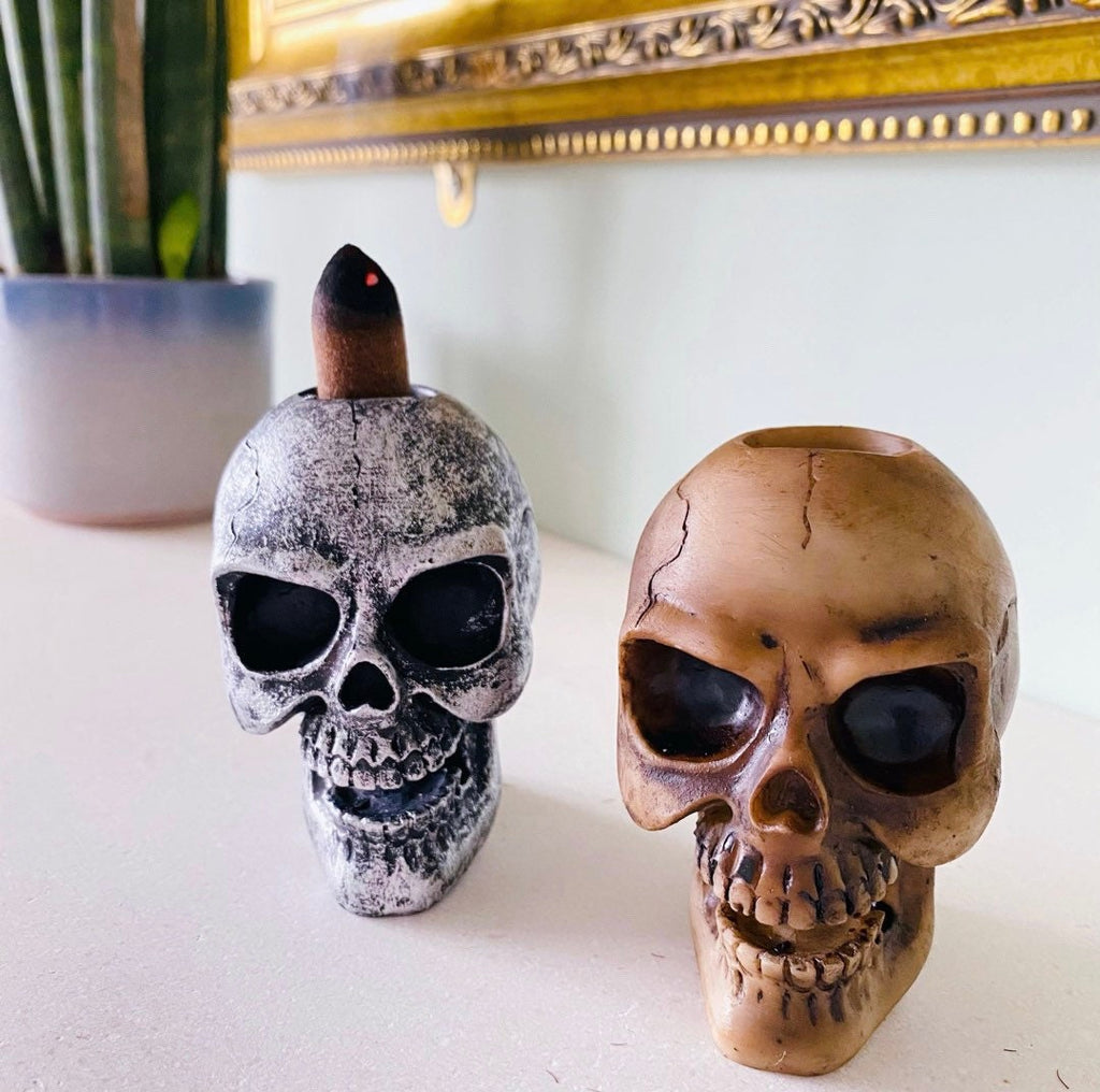 SALE! Skull Backflow Incense Cone Holder With Free Cones / Incense Cone Holder / Home Fragrance / Crystal Cleanse / Home Fragrance
