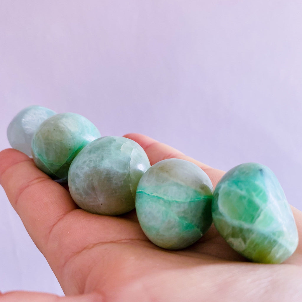Garnierite Green Moonstone Large Crystal Tumblestones / Joyful, Happy, Innocent Vibes / Aligns Your Heart Chakra / Heals Deep Wounds
