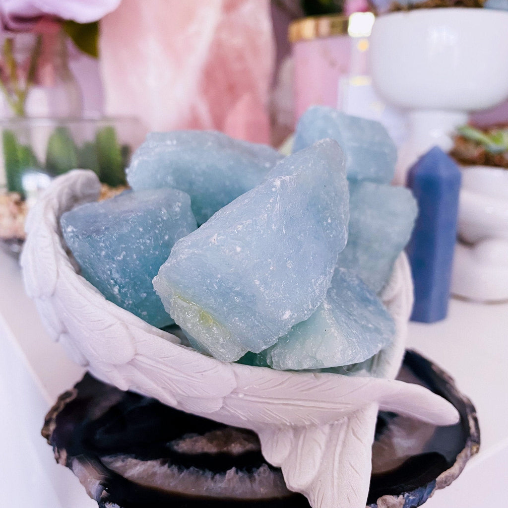 Aquamarine Large & Medium Raw Rough Crystals / Discourages Miscarriage / Quietens A Busy Mind / Reduces Stress / Increases Courage