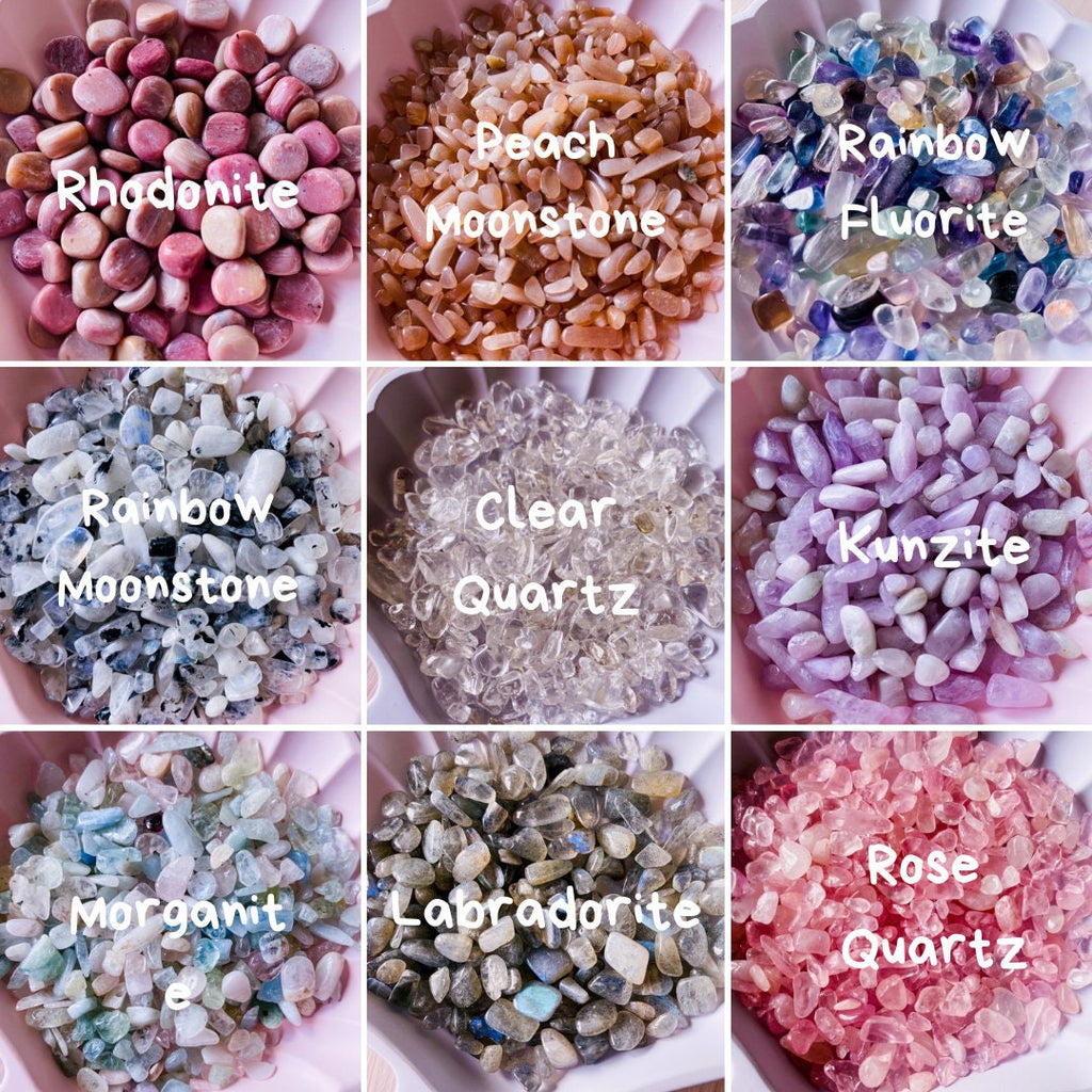 Ethically Sourced Variety Of Crystal Chips / Morganite, Kunzite, Quartz, Labradorite, Rainbow Moonstone, Rainbow Fluorite / Crystal Healing