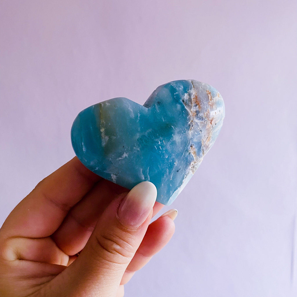 1) Amazonite Crystal Love Heart / Calming, Soothing, Calms Bad Tempers, Allows You To Express True Thoughts & Feelings / Ethical Crystals