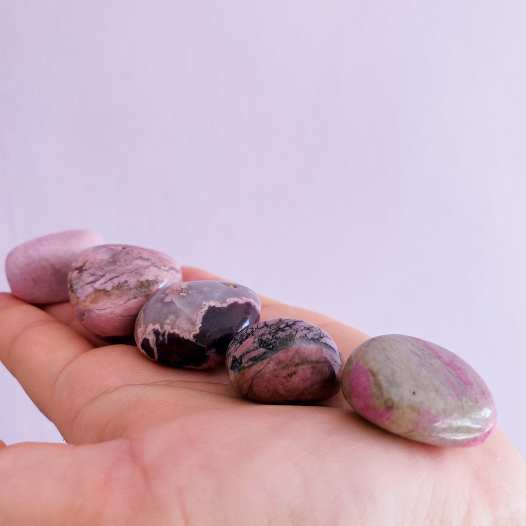 Rhodonite Large Crystal Tumblestones / Clears Emotional Scars & Lets You Move Forward / Mental Balance / Good For ME, Schizophrenia