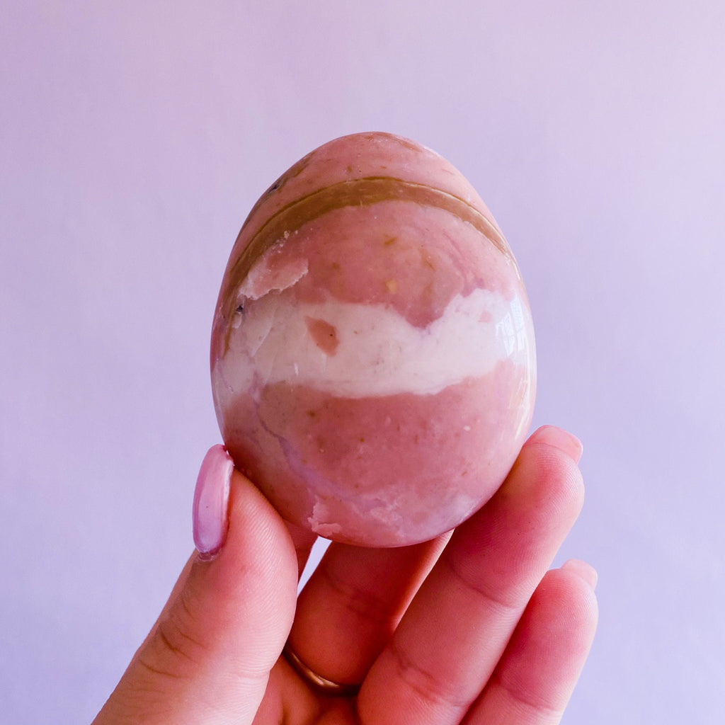 2) Large Pink Opal Crystal Palm Stone / Balances Emotions / Fills Aura With Happiness And Tranquility / Helps Kids With Trouble Sleeping